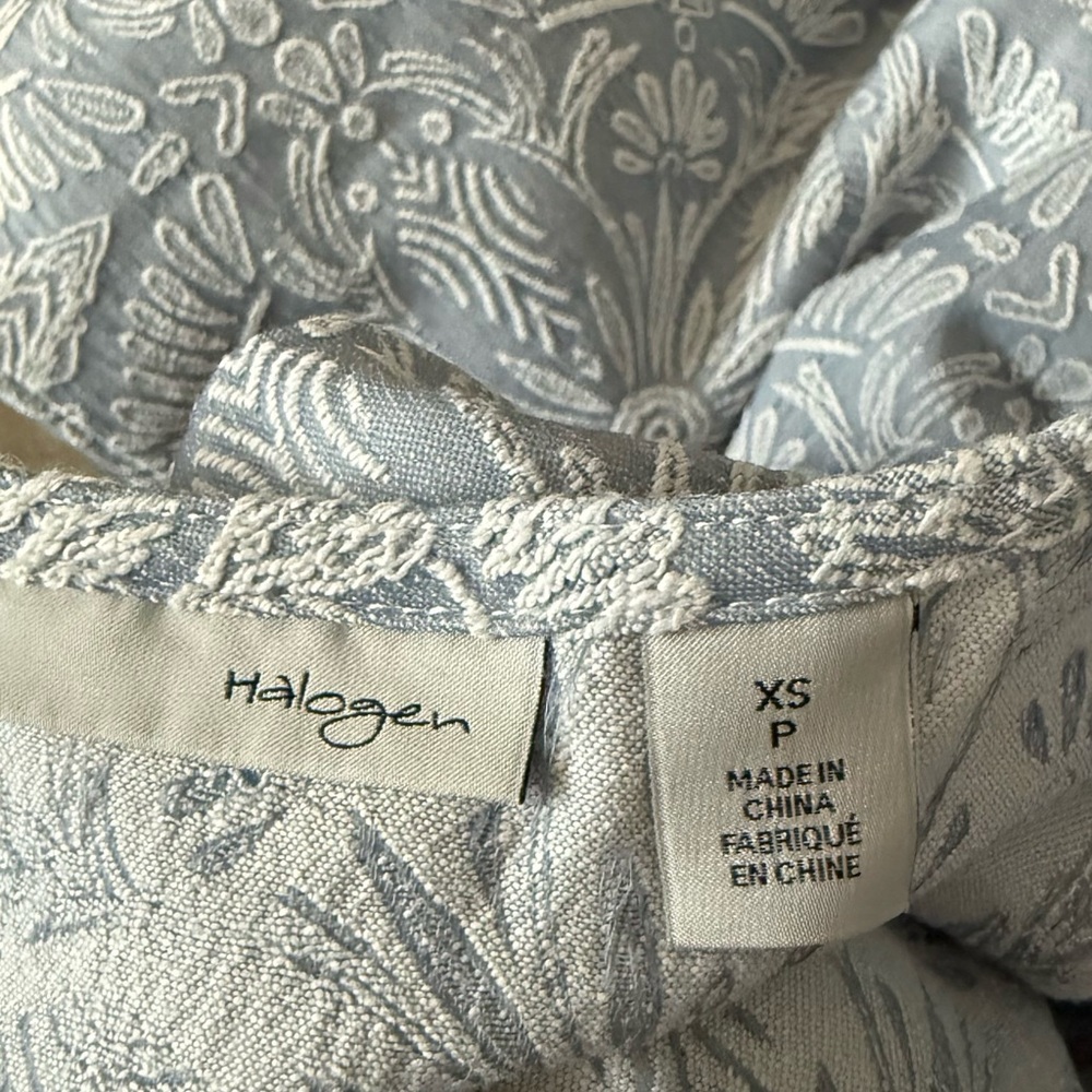 Halogen Light Blue Scoop Neck Tunic with White Medallion Print (Love 19) - Picture 2 of 4